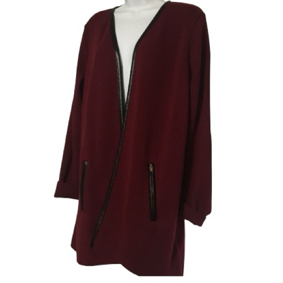 NWT $89 Charter Club Womens Cardigan Oversized black vegan trim - Picture 2 of 5